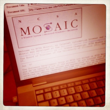 Picture of monitor showing mosaic browser.